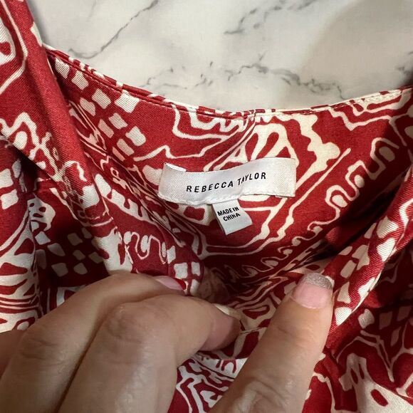 NEW Rebecca Taylor Labyrinth Slip Dress Sleeveless Side Slit Plus Size 14 - Picture 11 of 13